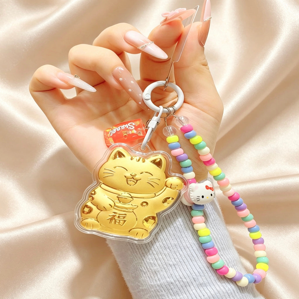 Lucky Maneki Neko Keychain – Wealth & Fortune Charm