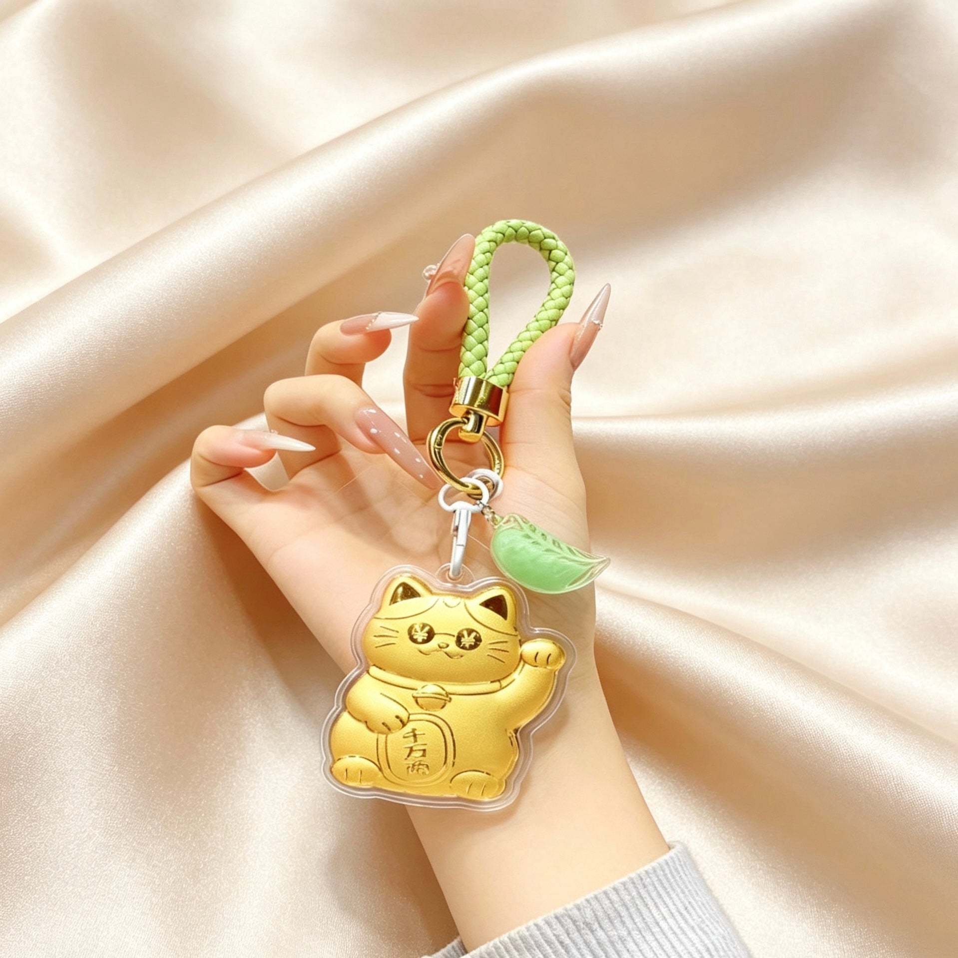 Lucky Maneki Neko Keychain – Wealth & Fortune Charm