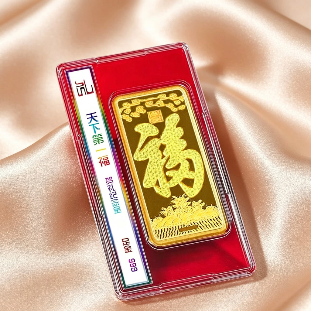 Luxury Gold Foil Chinese Style Gold Bullion Ornament First Blessed Design