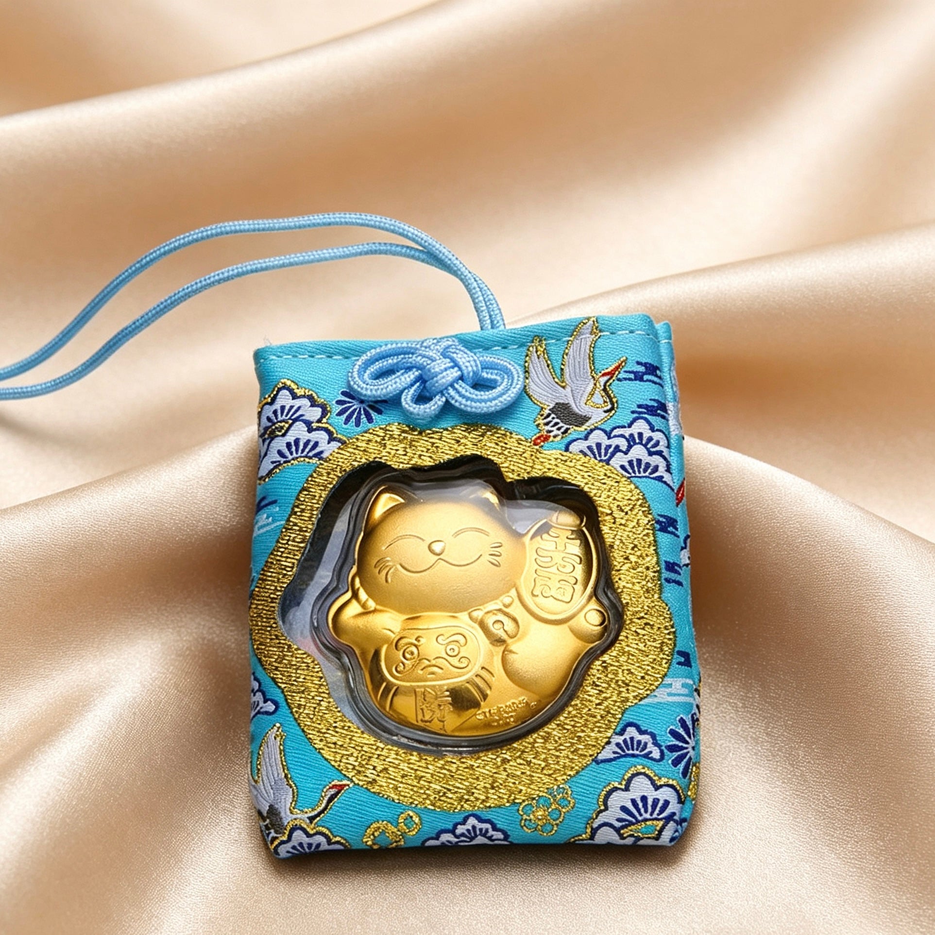 Gold Foil Lucky Cute Cat Hanging Ornament Gift