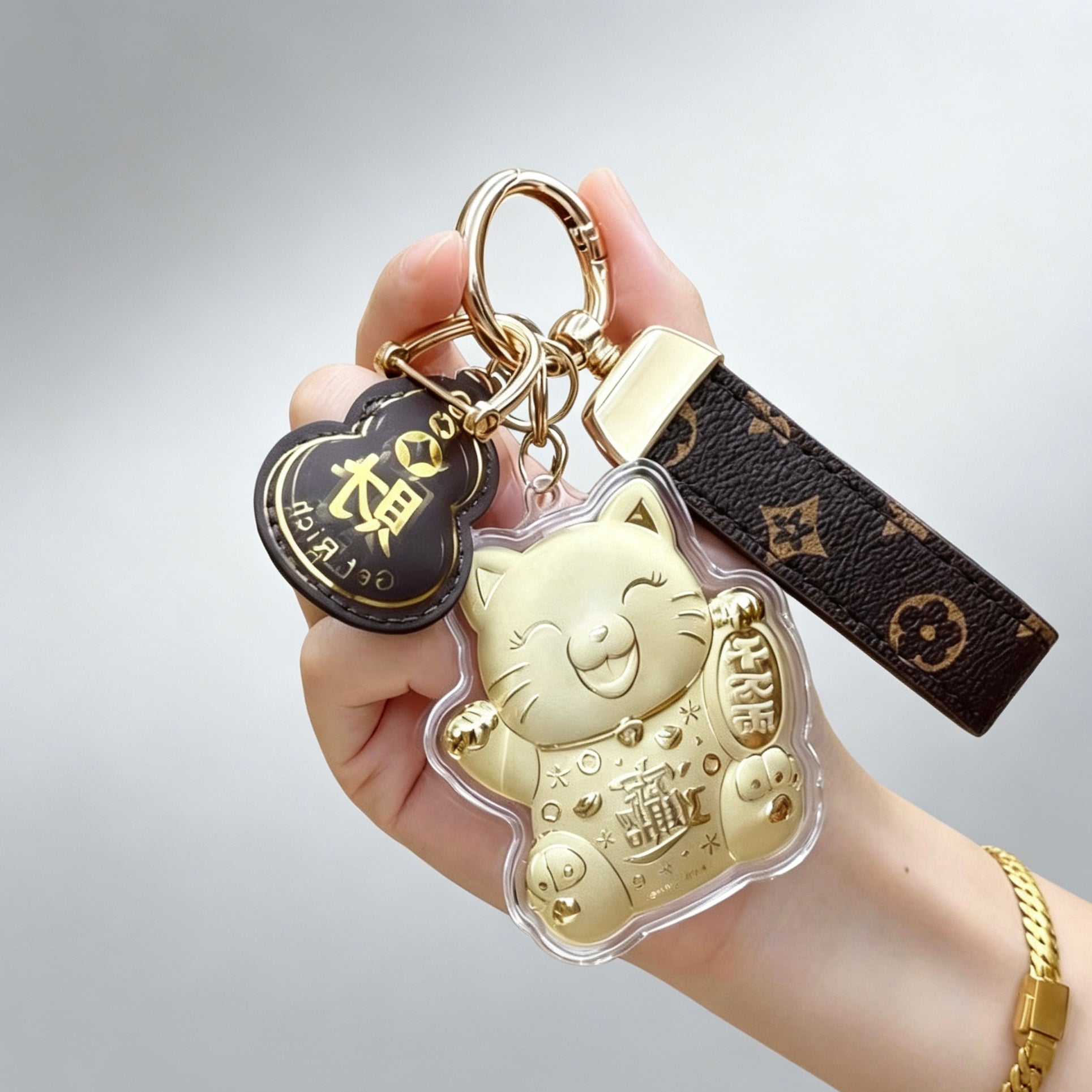 Lucky Fortune Cat Keychain – Wealth & Prosperity Accessory
