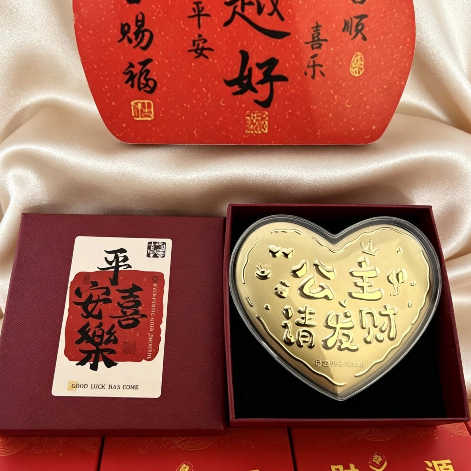 Gold Foil Heart Shape Blessing Romantic Gift with Gift Box