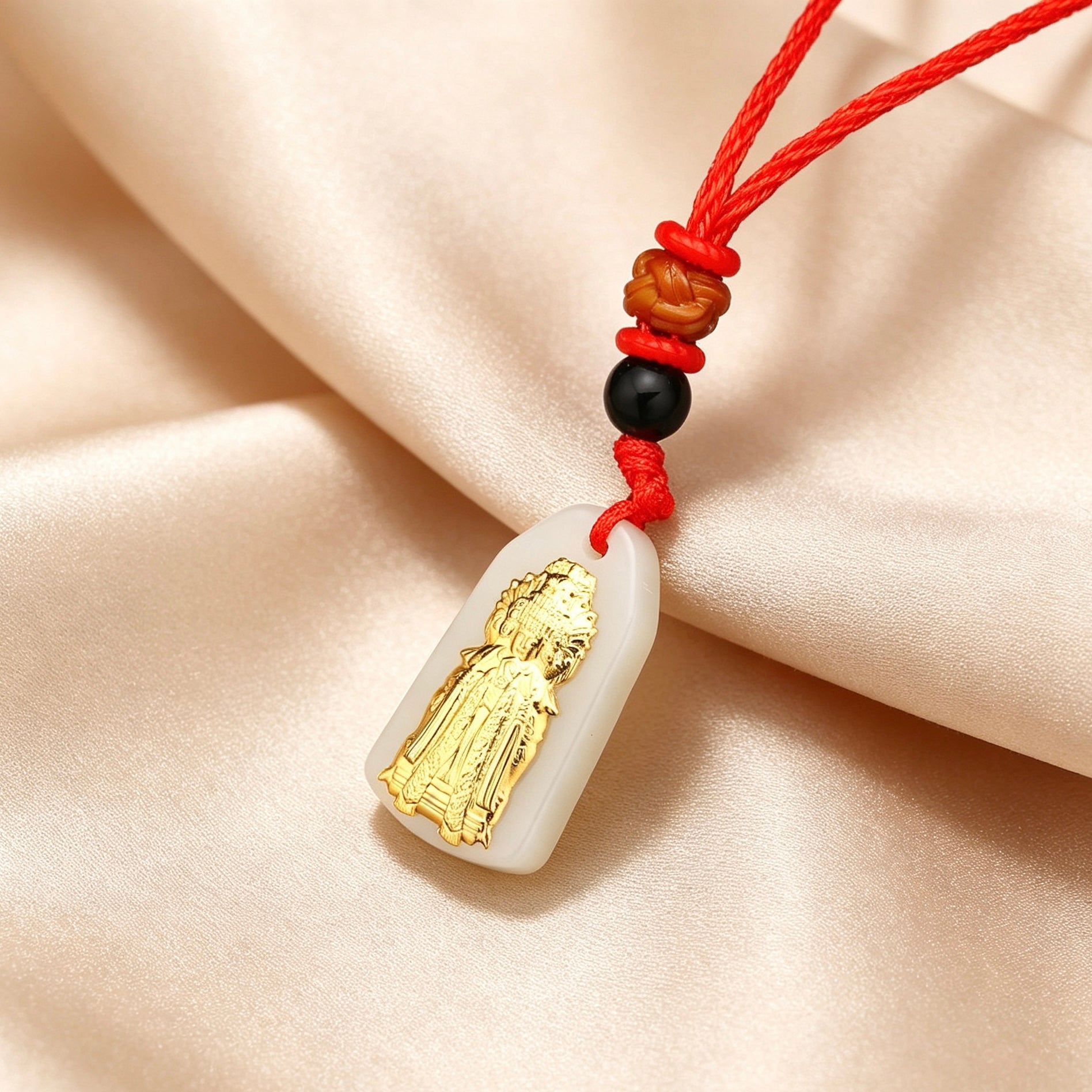 Chinese Mazu Blessing Pendant Amulet Gold Religious Charm Necklace Lucky Protection Gift Set