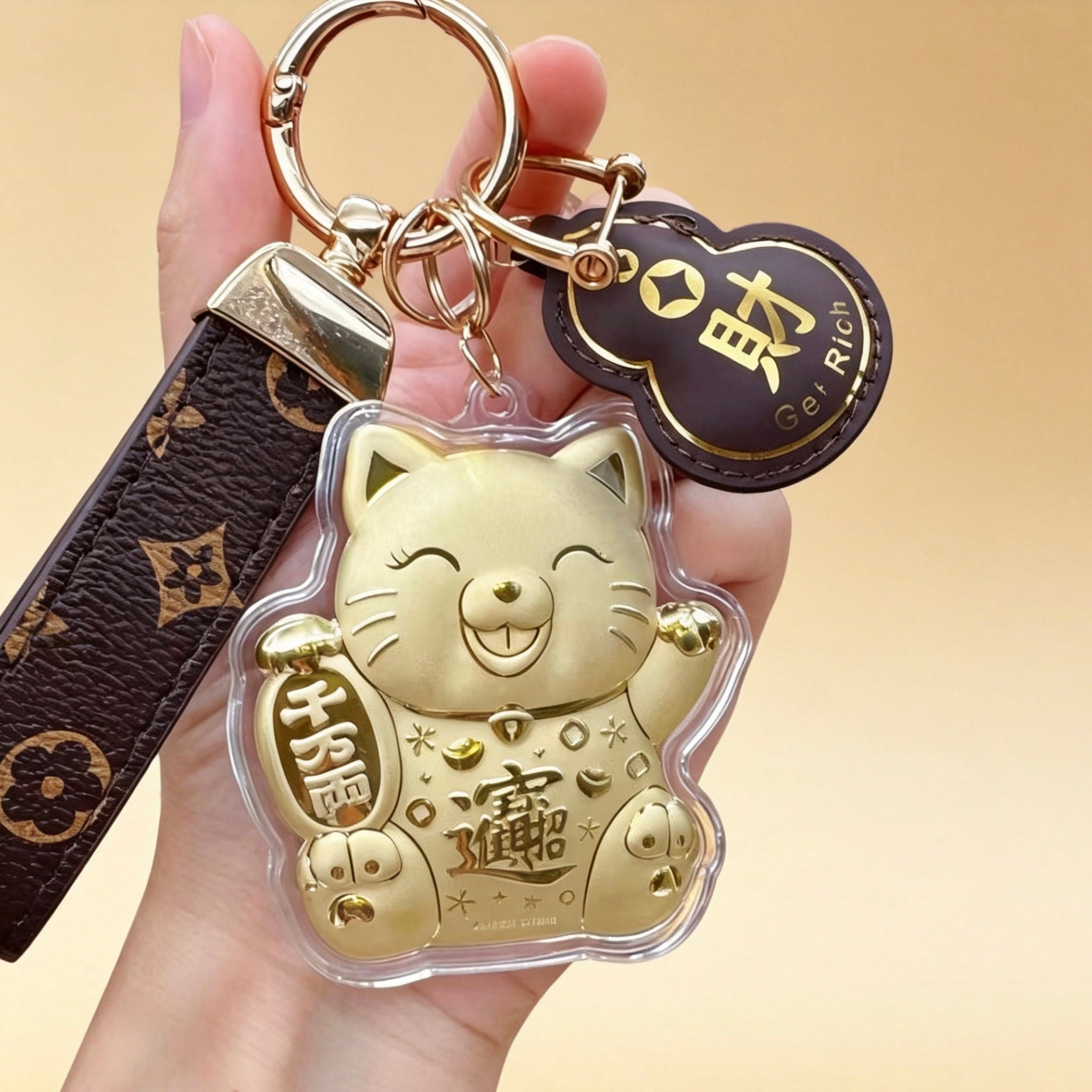 Lucky Fortune Cat Keychain – Wealth & Prosperity Accessory