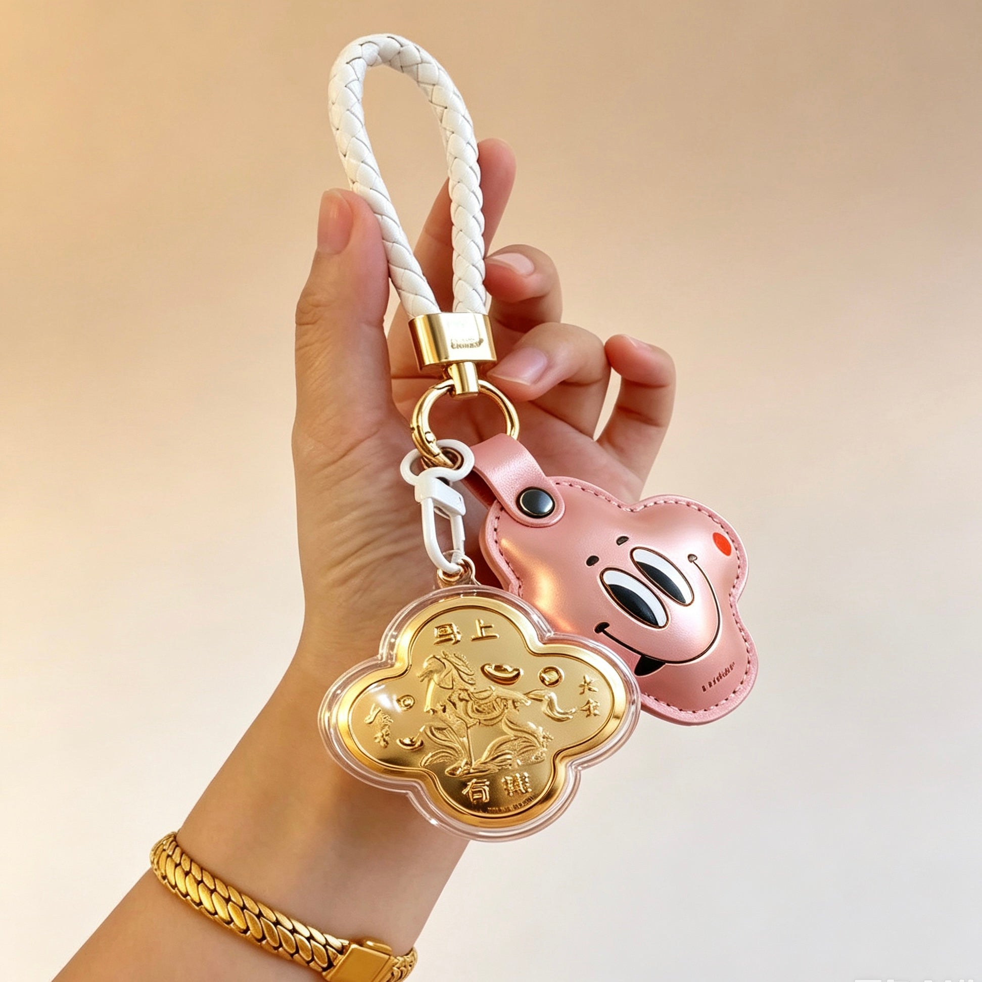 Gold Money Keychain – Lucky Fortune & Prosperity Accessory