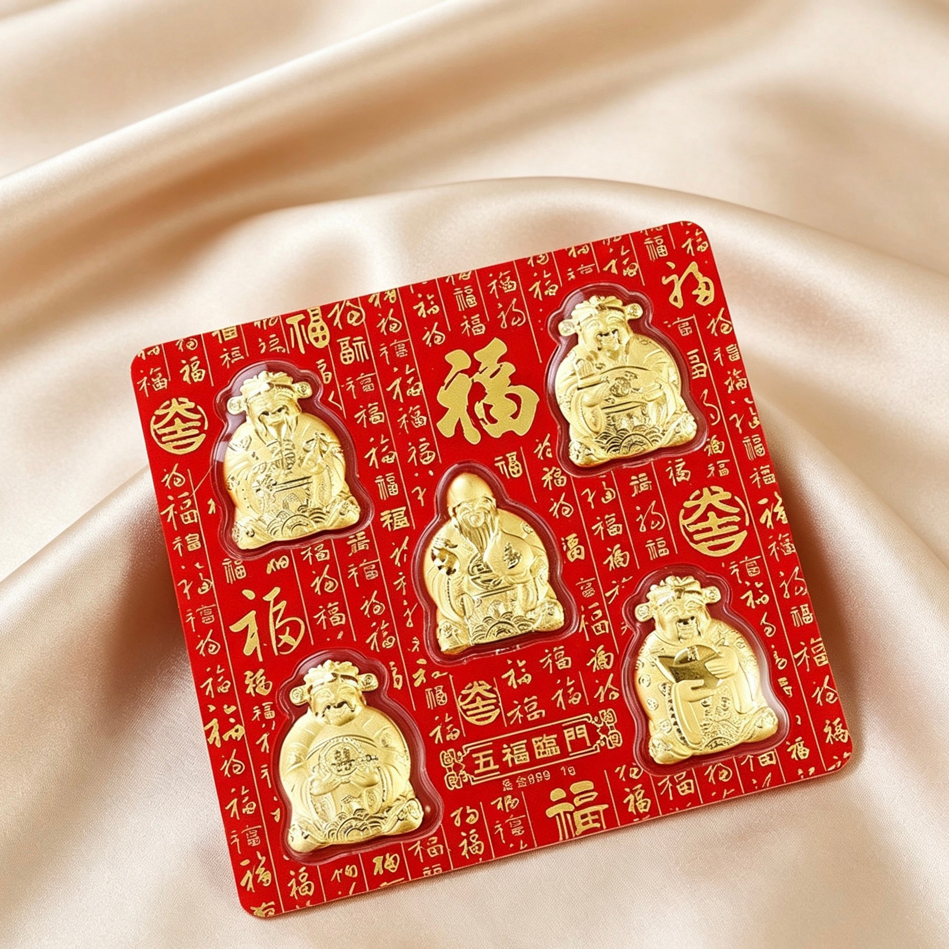 Chinese Wealth Three/Five Gods of Fortune Lucky Money Blessing Display Gift Set