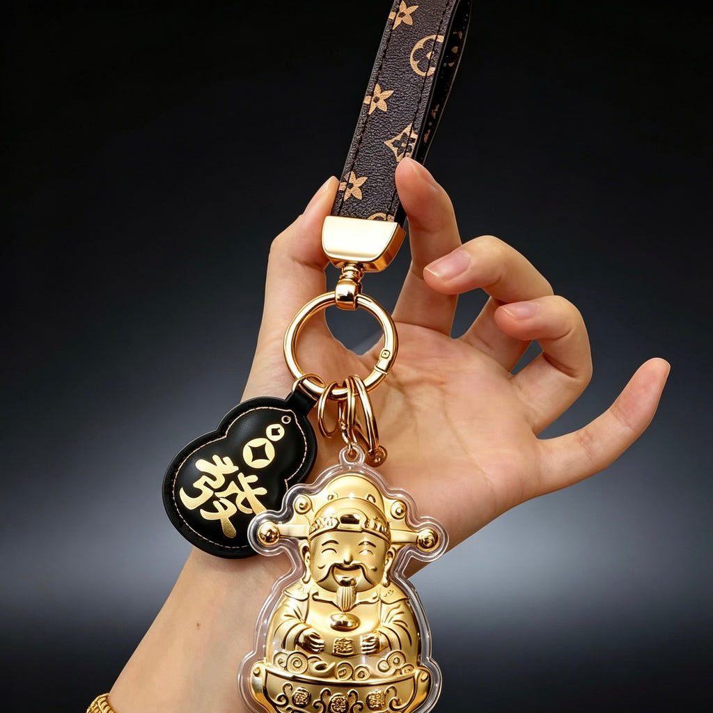 God of Wealth Keychain – Fortune & Prosperity Lucky Charm