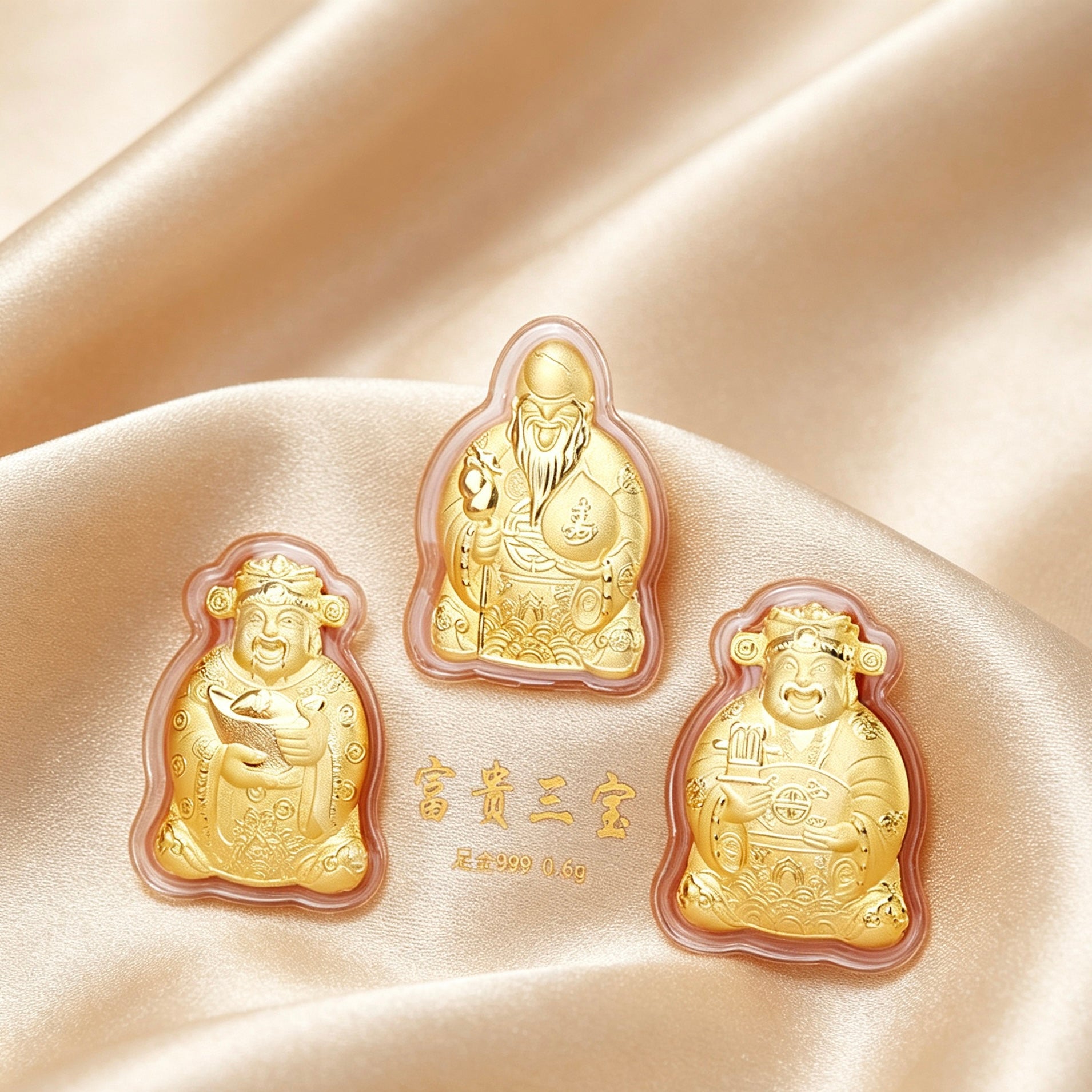 Chinese Wealth Three/Five Gods of Fortune Lucky Money Blessing Display Gift Set