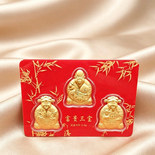 Chinese Wealth Three/Five Gods of Fortune Lucky Money Blessing Display Gift Set