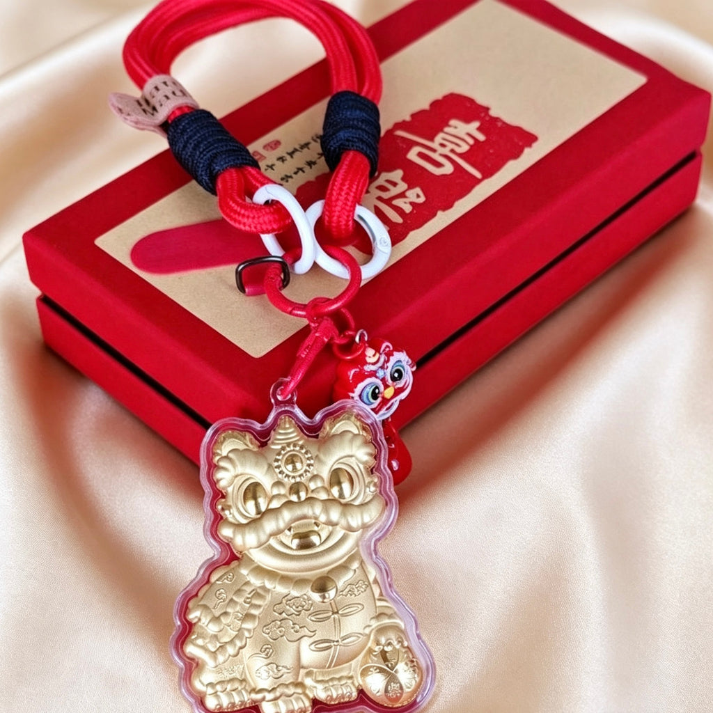 Gold Foil Lion Dance Prosperity Keychain