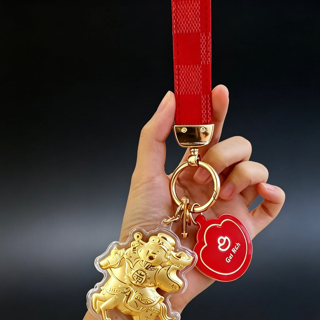 God of Wealth Horse Keychain – Fortune & Success Charm
