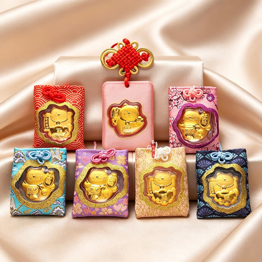 Gold Foil Lucky Cute Cat Hanging Ornament Gift