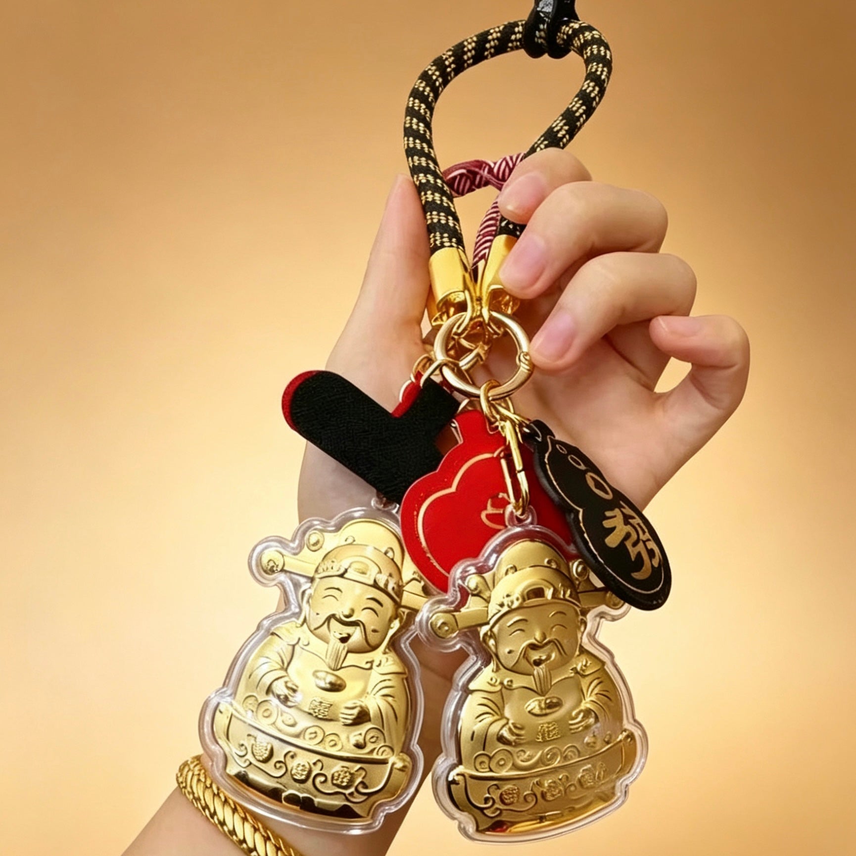 God of Wealth Keychain – Fortune & Prosperity Lucky Charm