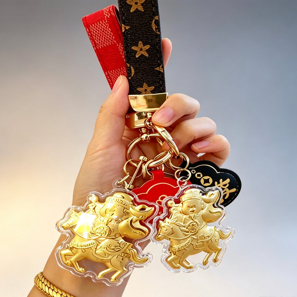 God of Wealth Horse Keychain – Fortune & Success Charm
