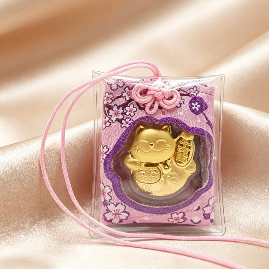 Gold Foil Lucky Cute Cat Hanging Ornament Gift