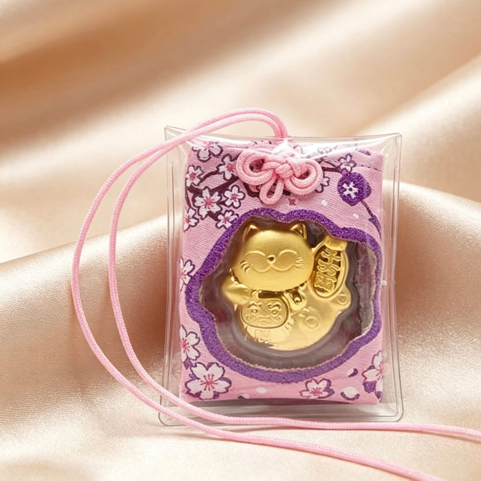 Gold Foil Lucky Cute Cat Hanging Ornament Gift