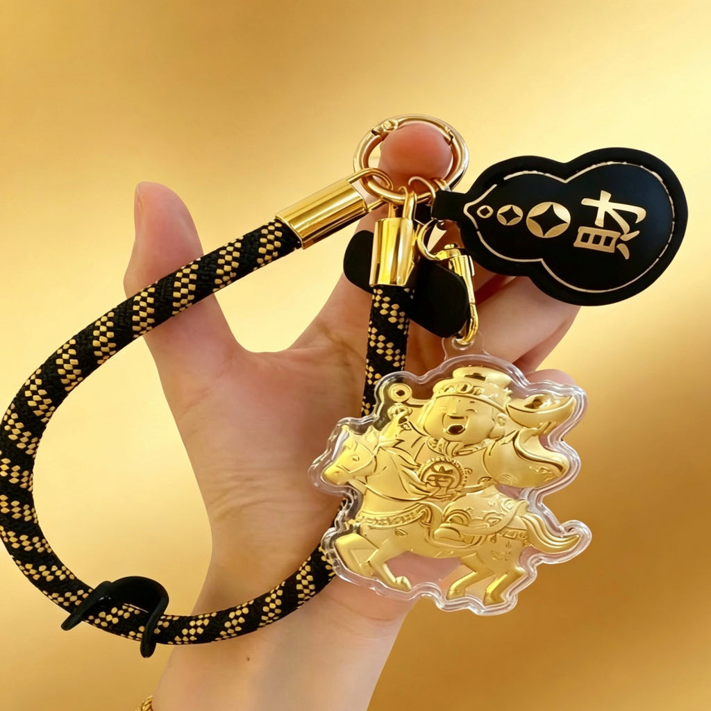 God of Wealth Horse Keychain – Fortune & Success Charm
