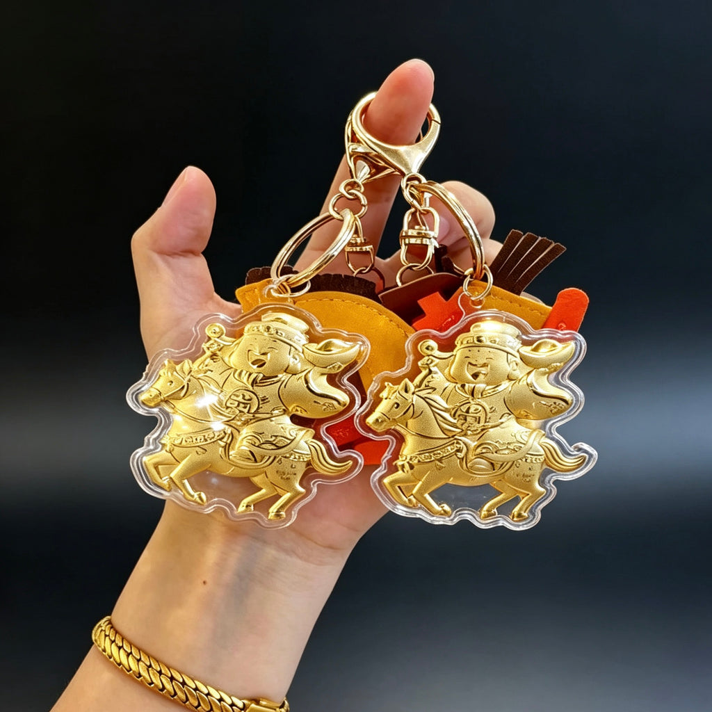 God of Wealth Horse Keychain – Fortune & Success Charm