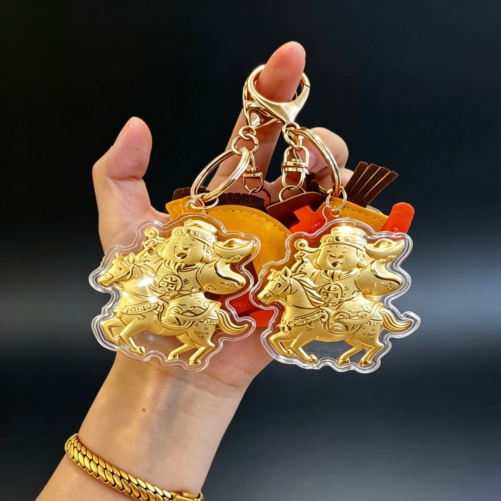 God of Wealth Horse Keychain – Fortune & Success Charm