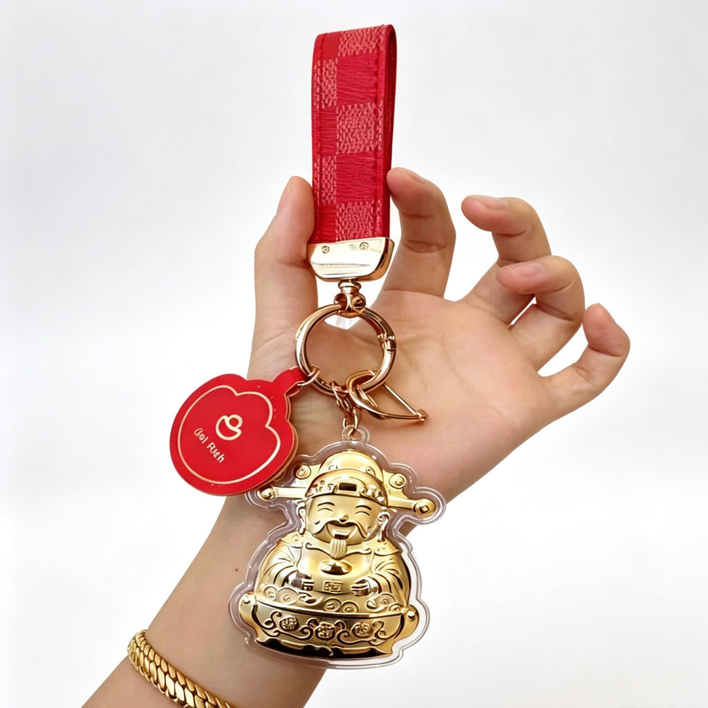 God of Wealth Keychain – Fortune & Prosperity Lucky Charm