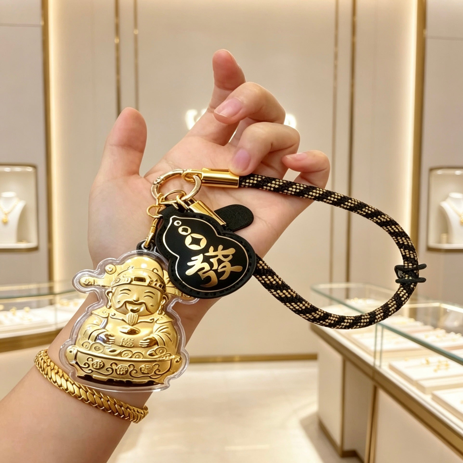 God of Wealth Keychain – Fortune & Prosperity Lucky Charm