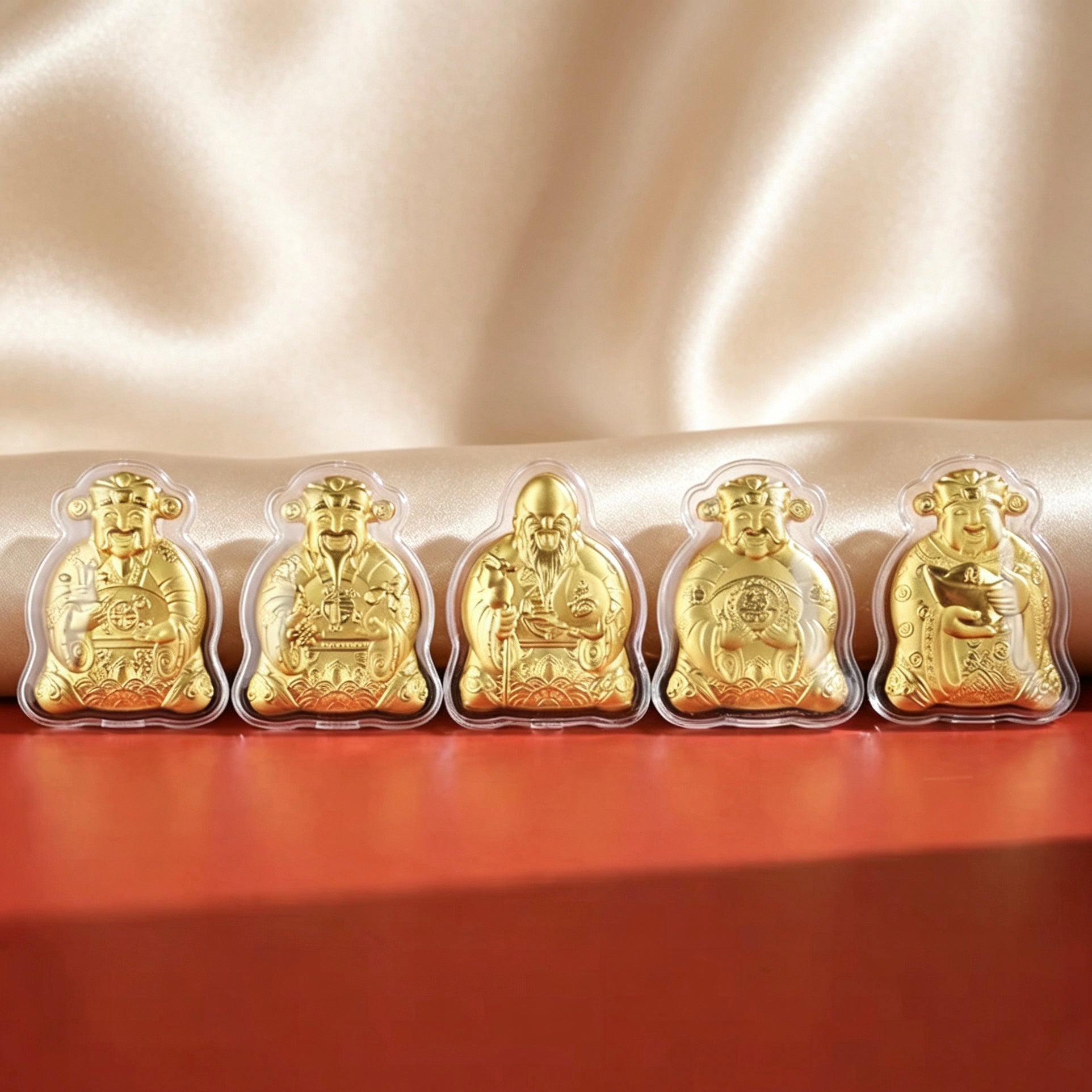 Chinese Wealth Three/Five Gods of Fortune Lucky Money Blessing Display Gift Set