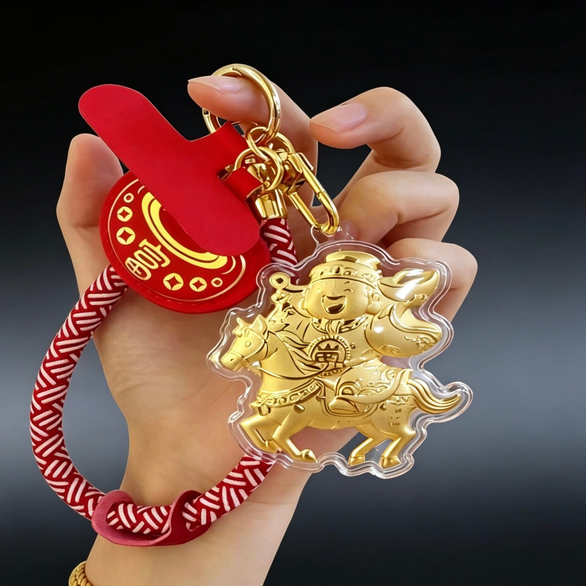 God of Wealth Horse Keychain – Fortune & Success Charm