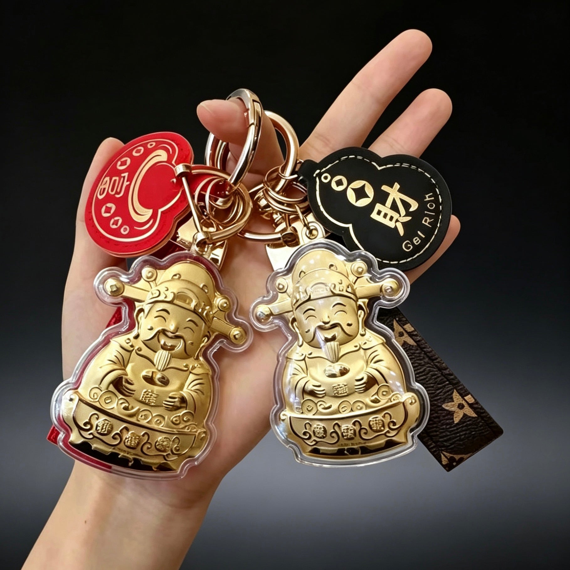 God of Wealth Keychain – Fortune & Prosperity Lucky Charm