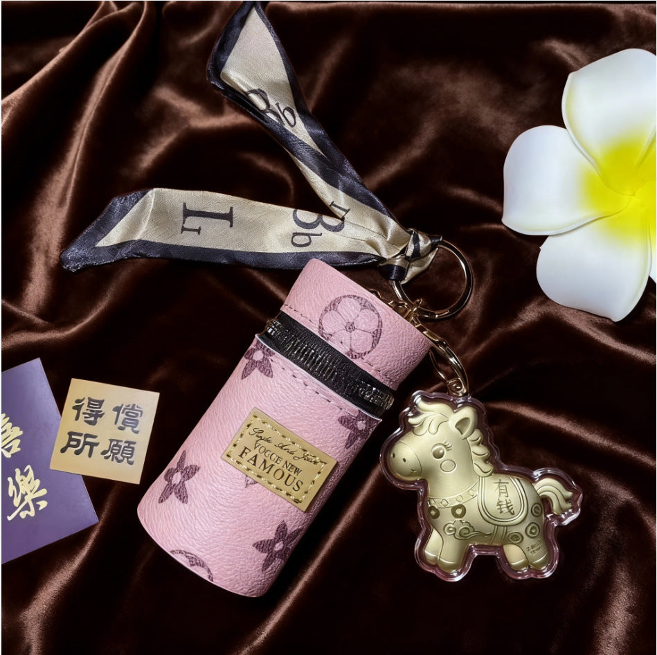Gold Foil Lucky Horse Keychain Wealth Prosperity Cute Pony
