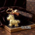 Gold Foil Lucky Horse Keychain Wealth Prosperity Cute Pony