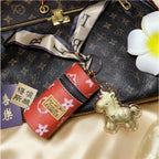 Gold Foil Lucky Horse Keychain Wealth Prosperity Cute Pony