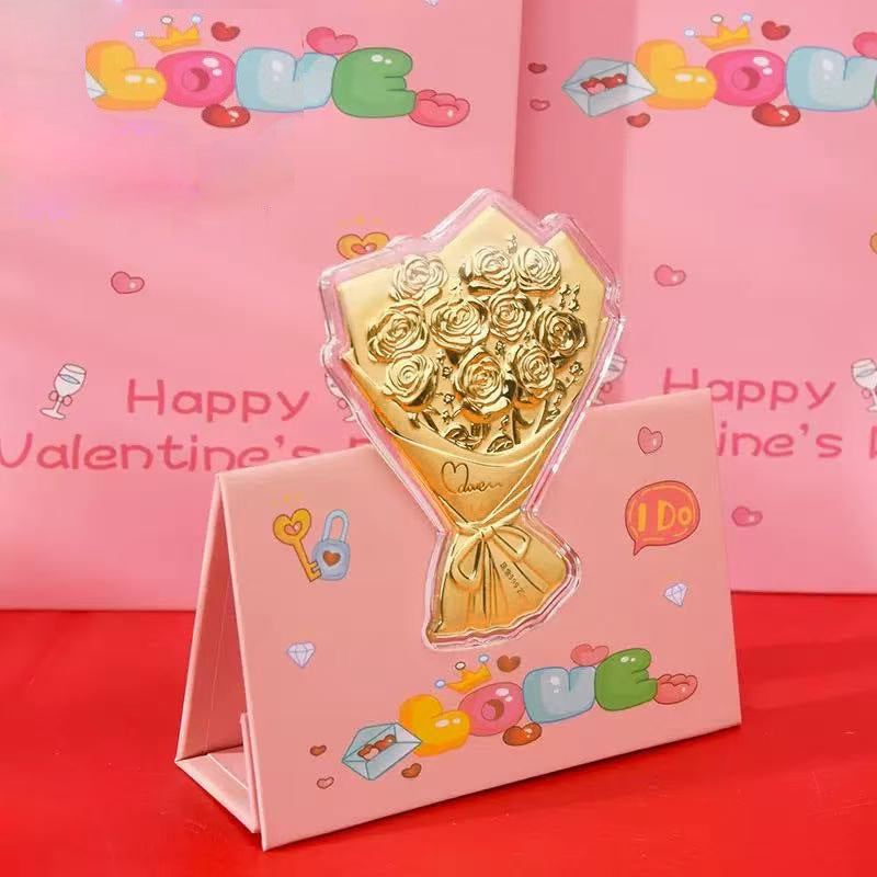 Romantic Love Gift Set – Elegant Gold Rose & Love Ornament