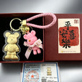 Gold Foil Kawaii Bear Charm Cute Keychain with Gift Box