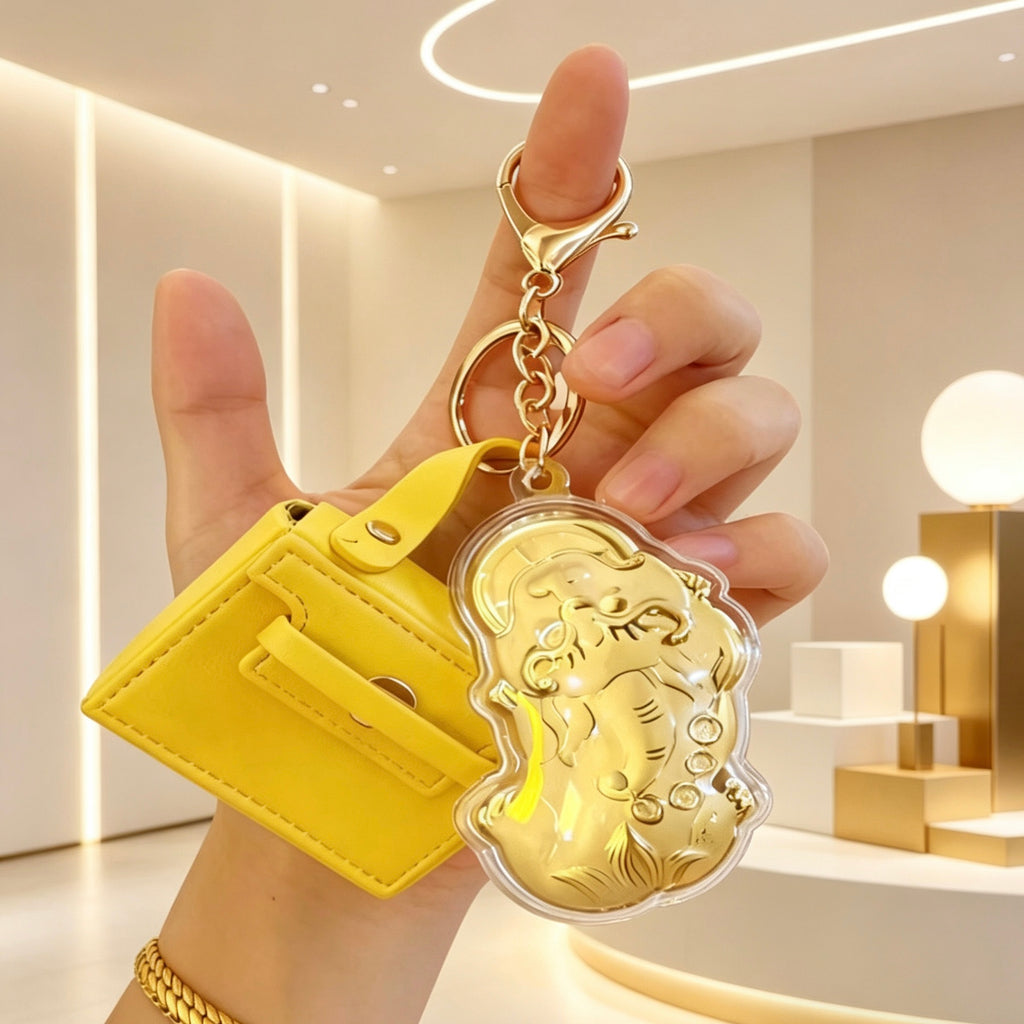 Gold Foil Feng Shui Pixiu Lucky Keychain