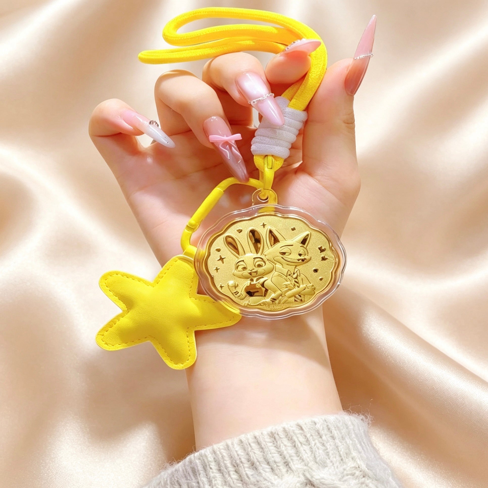 Lucky Year Keychain – Pure Gold 999 Cartoon Pendant