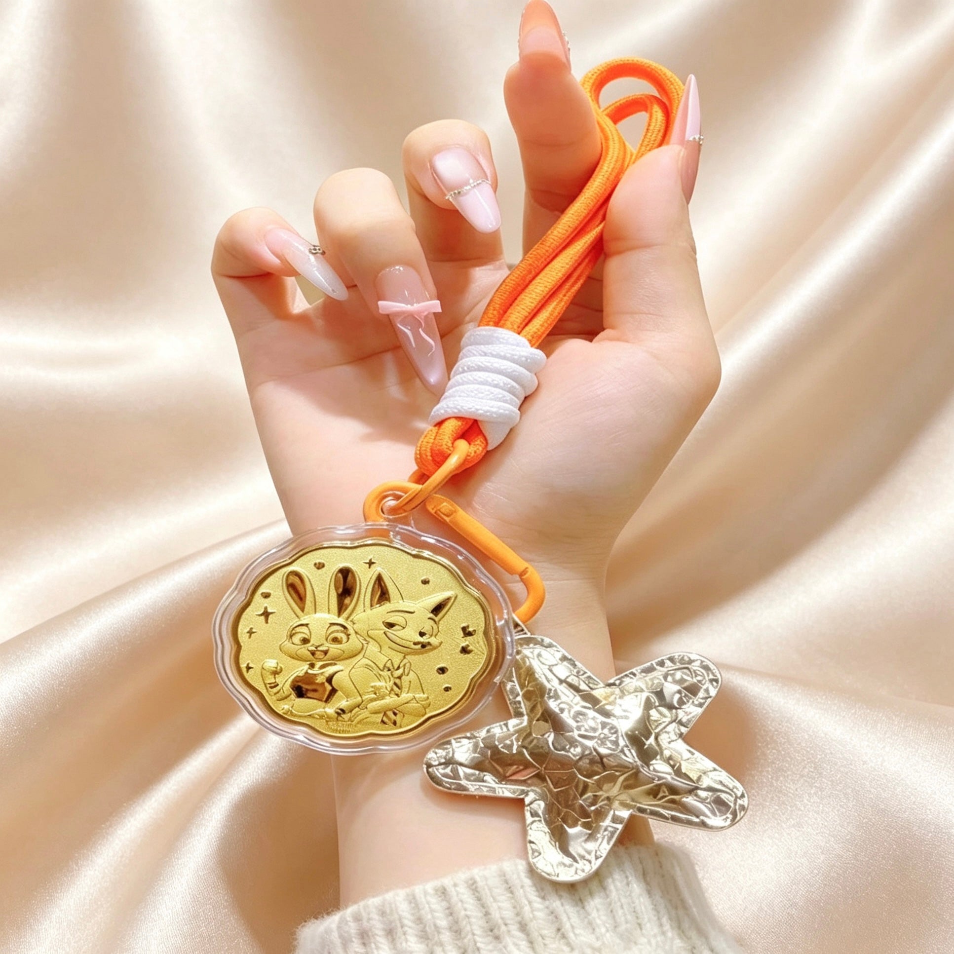 Lucky Year Keychain – Pure Gold 999 Cartoon Pendant