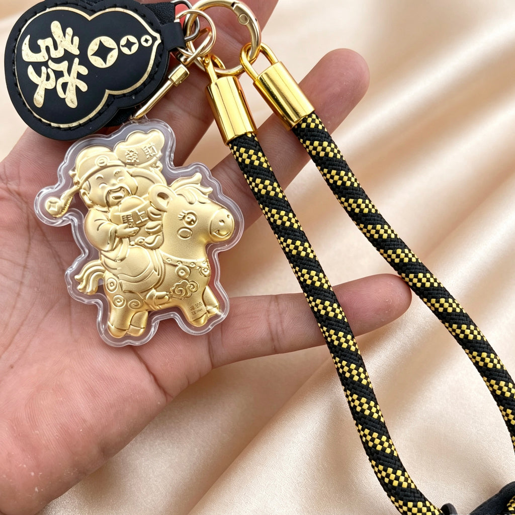 Instant Wealth God Keychain – Prosperity & Fortune Pendant