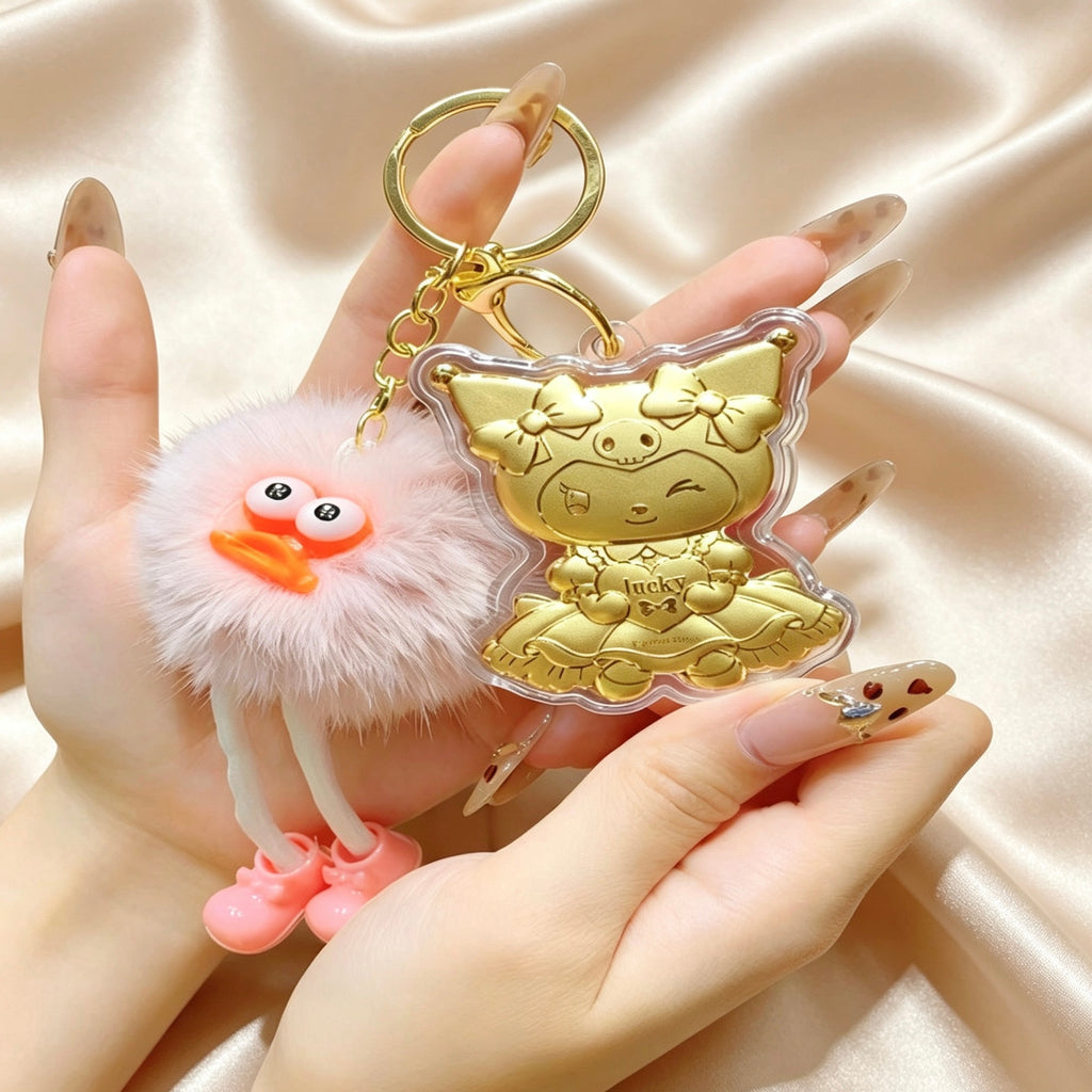 Cartoon Phone Charm Keychain – Cute Lucky Pendant Collection