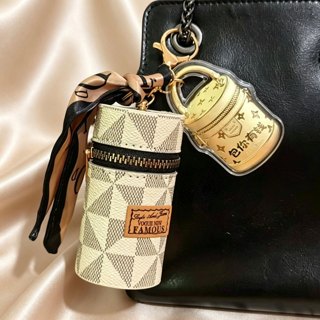 Lucky Wealth Bucket Bag Keychain – Pure Gold Prosperity Charm