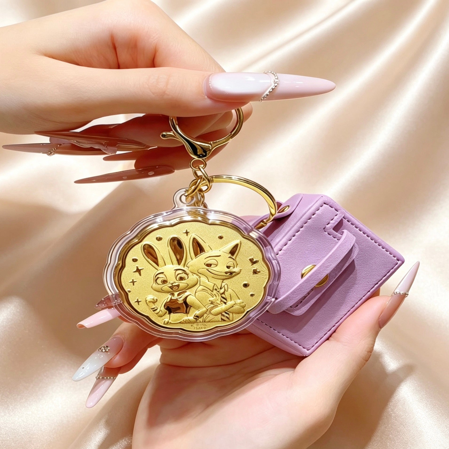 Lucky Year Keychain – Pure Gold 999 Cartoon Pendant