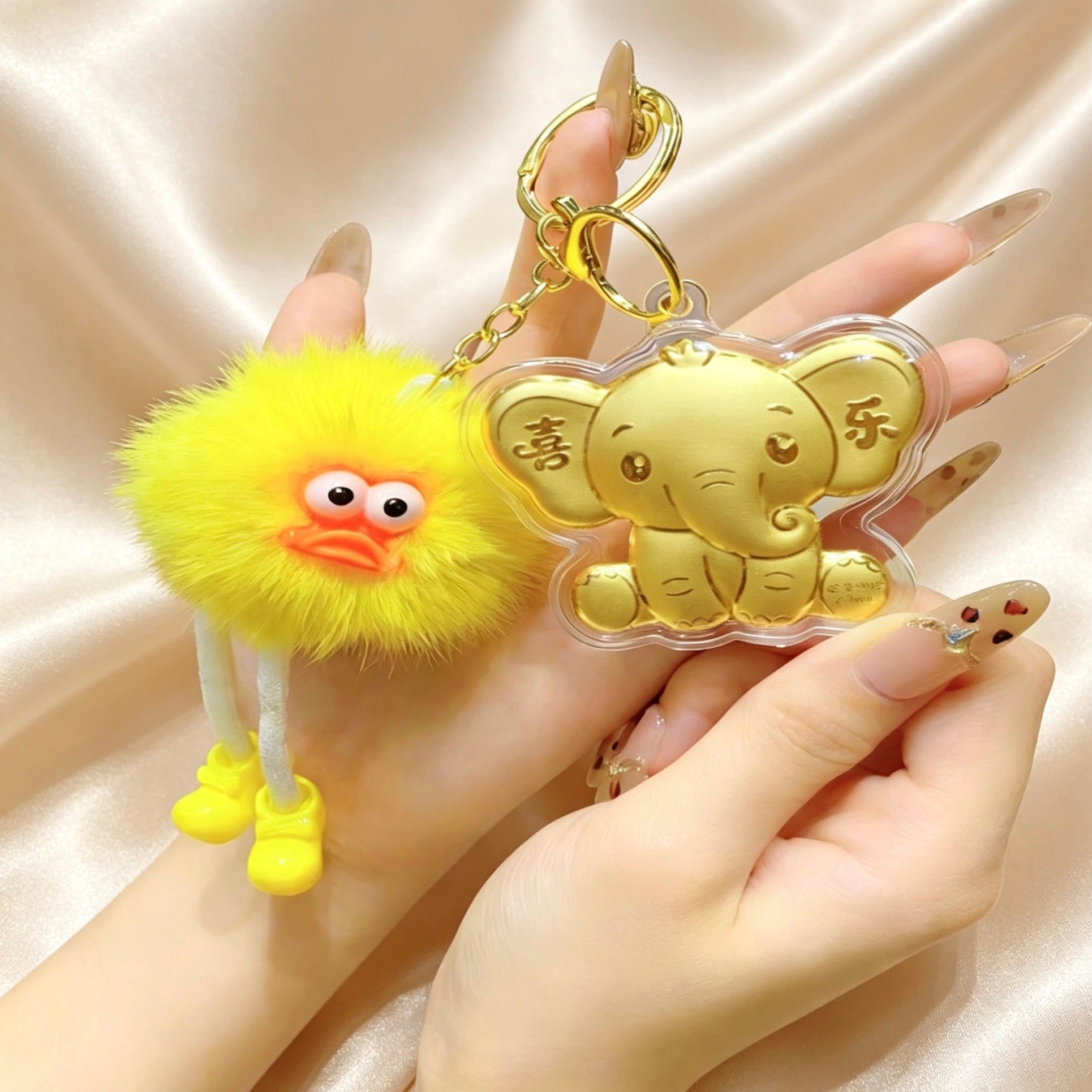 Cartoon Phone Charm Keychain – Cute Lucky Pendant Collection