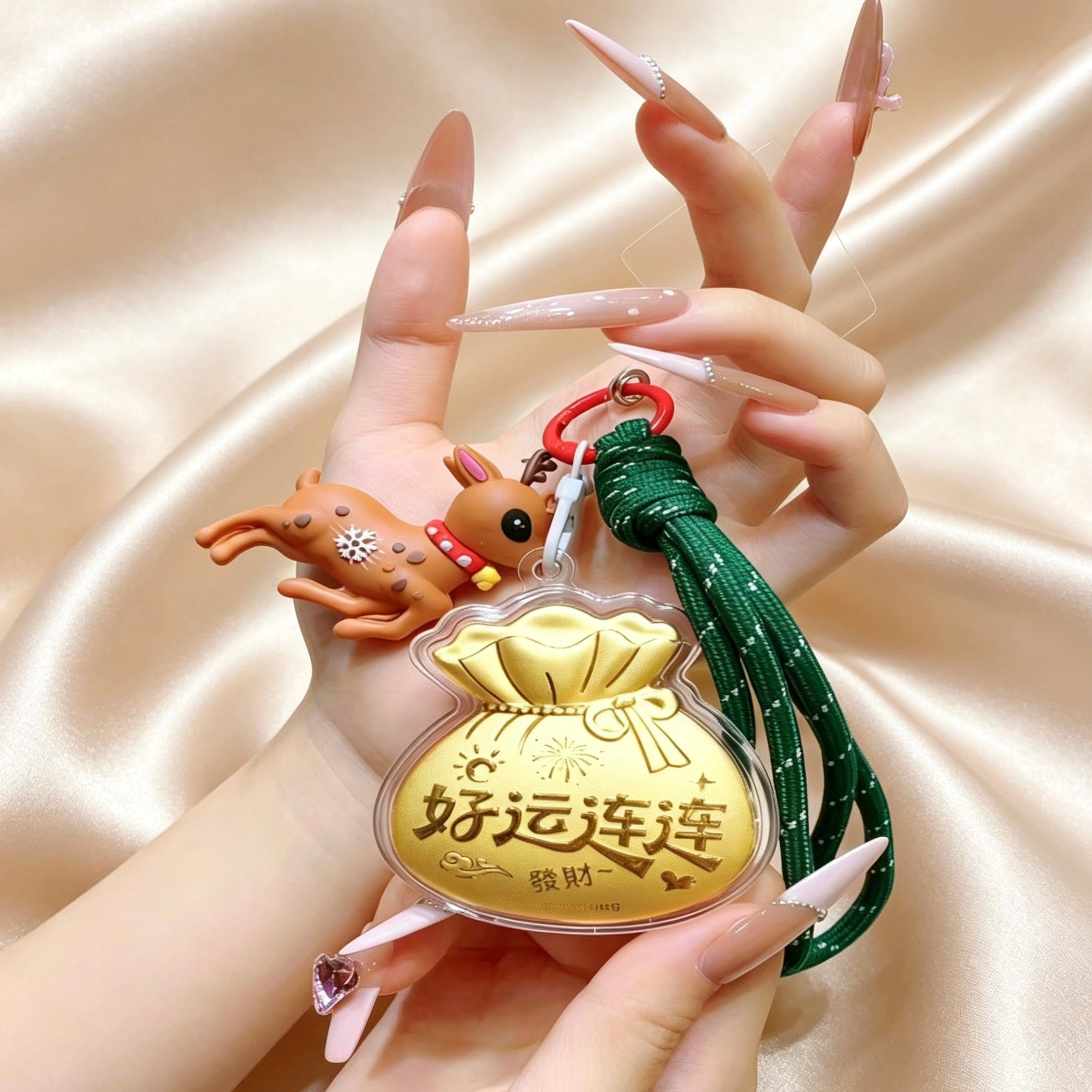 Lucky Fortune Bag Keychain – Prosperity & Blessing Pendant